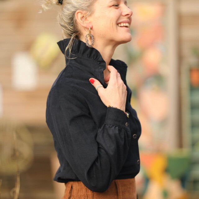 Quintessence - Blouse Marthe -  Velours marine