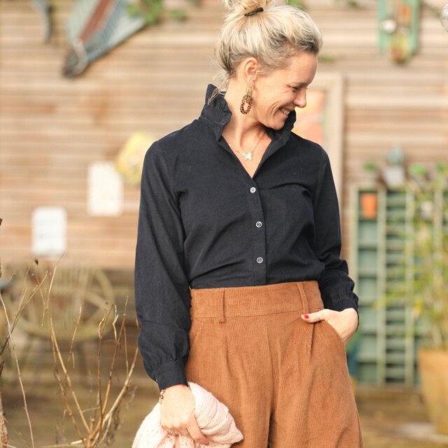 Quintessence - Blouse Marthe -  Velours marine