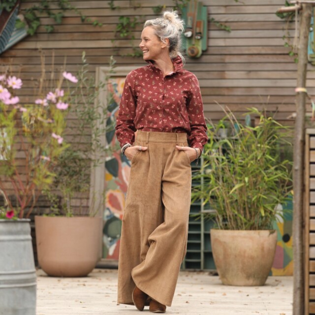 Quintessence - Blouse Marthe - velours milleraies fleuri automal