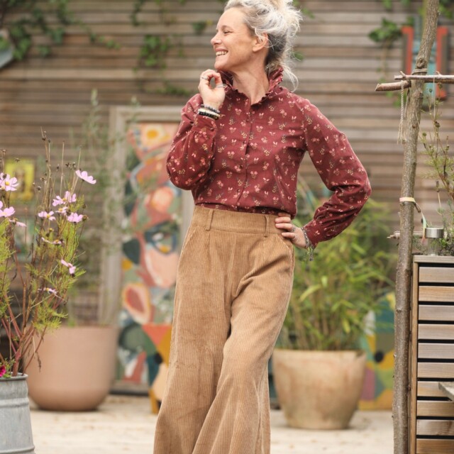 Quintessence - Blouse Marthe - velours milleraies fleuri automal