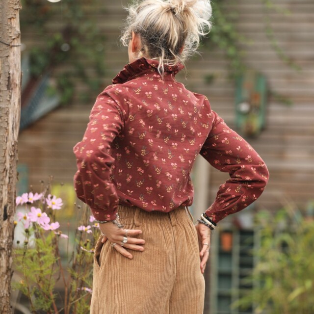 Quintessence - Blouse Marthe - velours milleraies fleuri automal