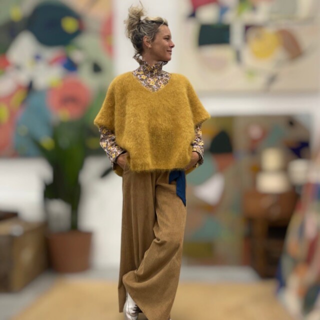 Quintessence - Blouse Marthe - velours milleraies fleuri champêtre