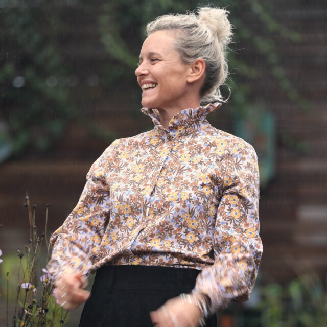 Quintessence - Blouse Marthe - velours milleraies fleuri champêtre