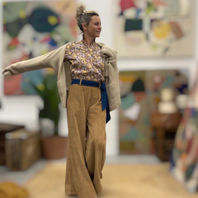 Quintessence - Blouse Marthe - velours milleraies fleuri champêtre