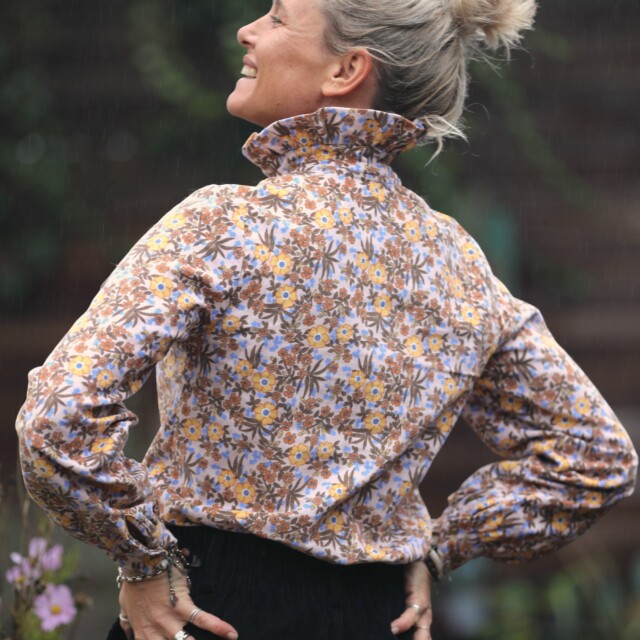 Quintessence - Blouse Marthe - velours milleraies fleuri champêtre