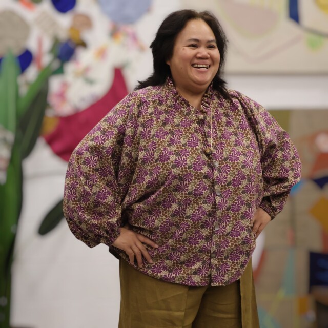 Quintessence - Blouse Miléna - broderie géométrique terracotta