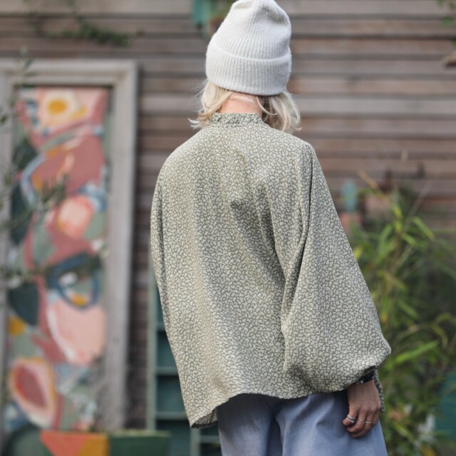 Quintessence - Blouse Miléna - coton fleurettes kaki