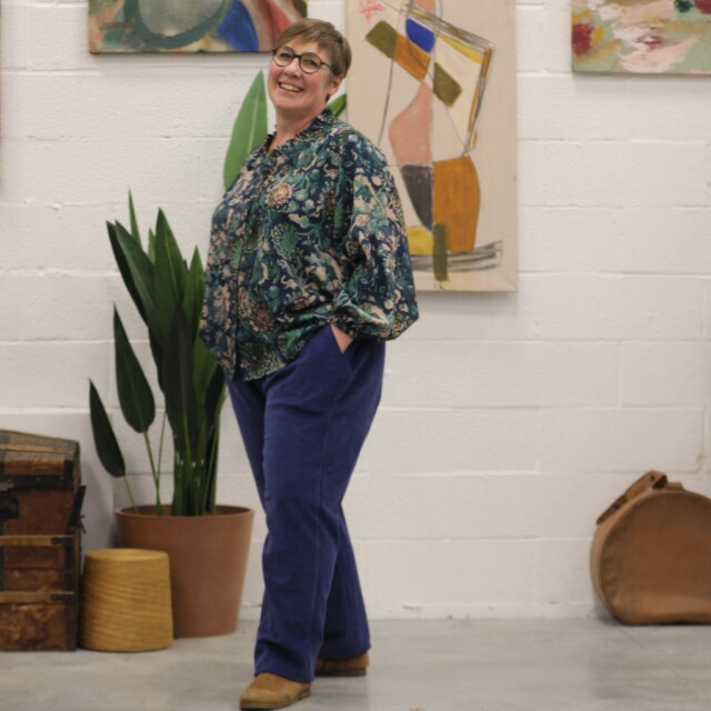 Quintessence - Blouse Miléna - coton pois bleu ardoise