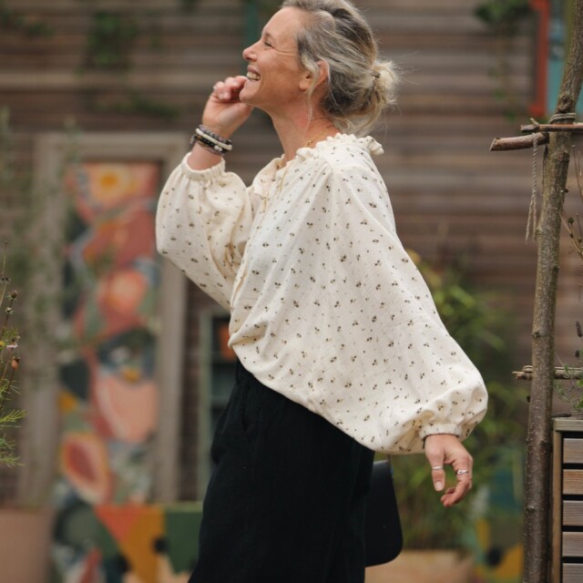 Quintessence - Blouse Miléna - double gaze de coton ivoire Sylvestre