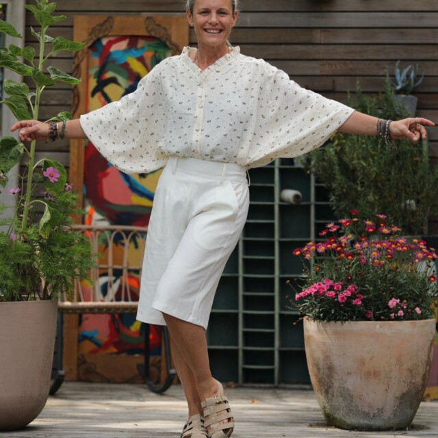 Quintessence - Blouse Miléna - double gaze de coton ivoire Sylvestre