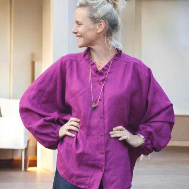 Quintessence - Blouse Miléna – lin Bougainvillier