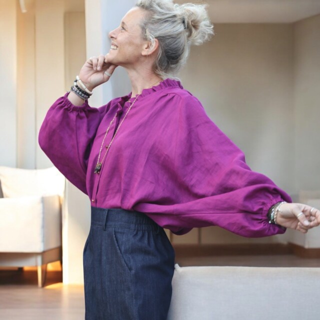 Quintessence - Blouse Miléna - lin Bougainvillier