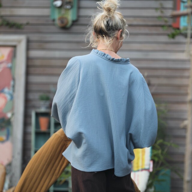 Quintessence - Blouse Miléna - piqué de coton bleu doux