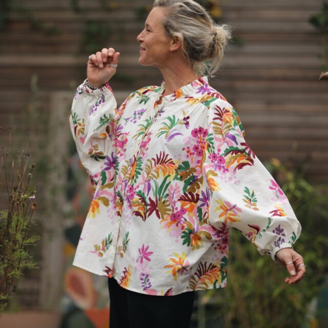 Quintessence - Blouse Miléna - popeline de coton Floraison
