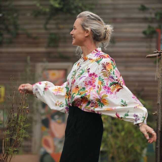 Quintessence - Blouse Miléna - popeline de coton Floraison