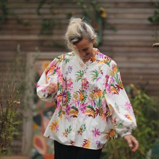Quintessence - Blouse Miléna - popeline de coton Floraison