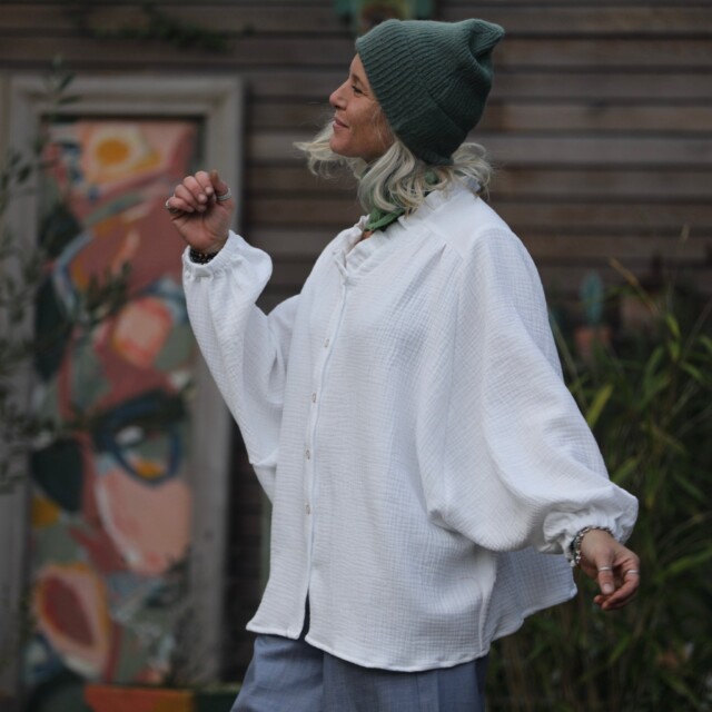 Quintessence - Blouse Miléna - triple gaze de coton blanche