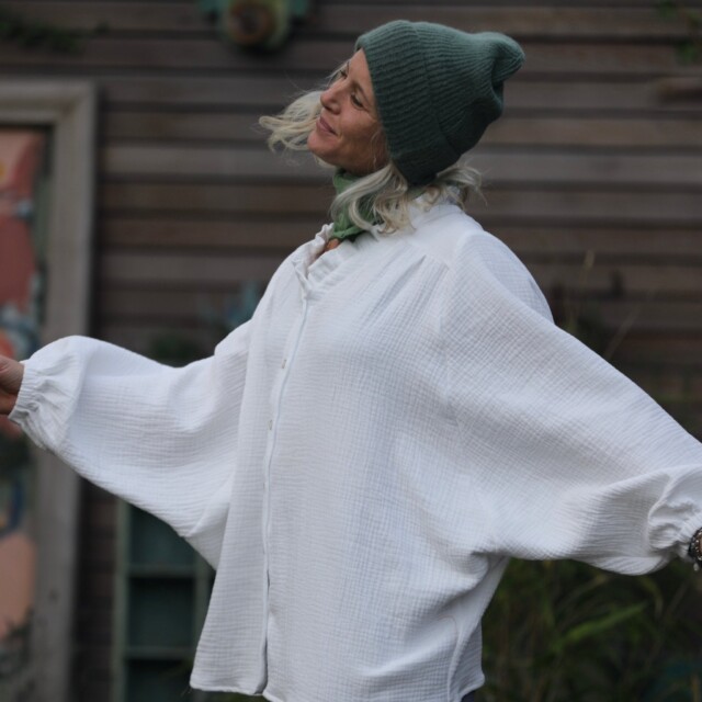 Quintessence - Blouse Miléna - triple gaze de coton blanche