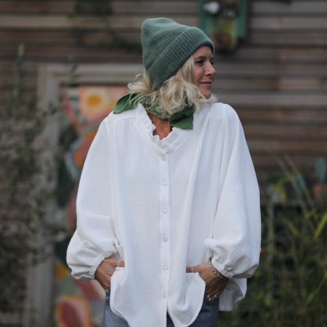 Quintessence - Blouse Miléna - triple gaze de coton blanche