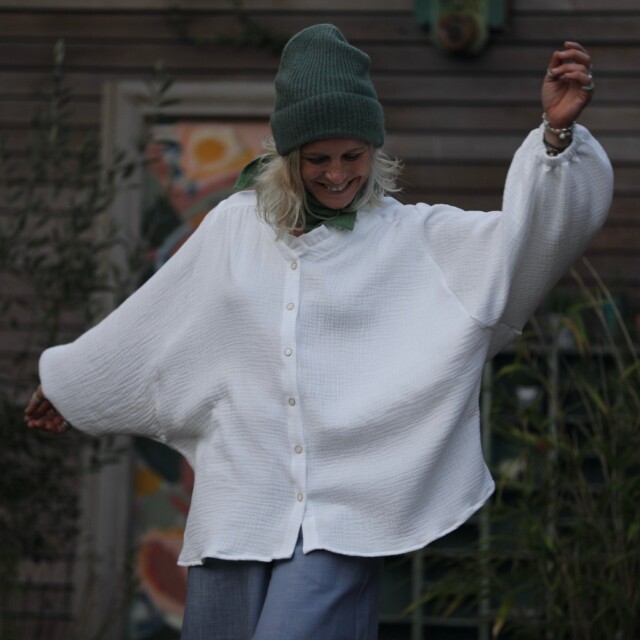 Quintessence - Blouse Miléna - triple gaze de coton blanche