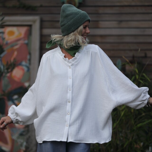 Quintessence - Blouse Miléna – triple gaze de coton blanche