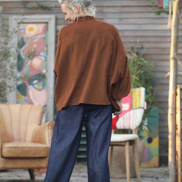 Quintessence - Blouse Miléna - velours milleraies camel