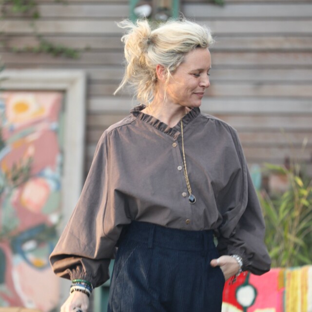 Quintessence - Blouse Miléna - velours milleraies moka