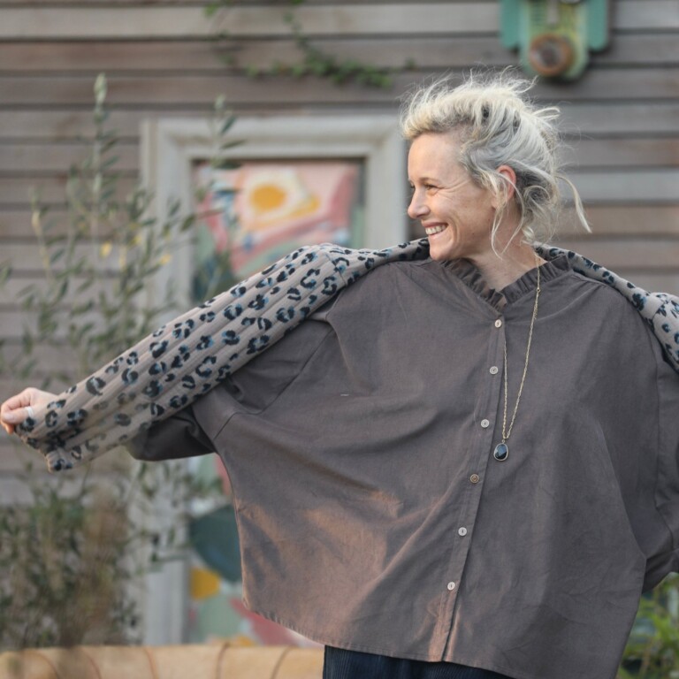 Quintessence - Blouse Miléna - velours milleraies moka