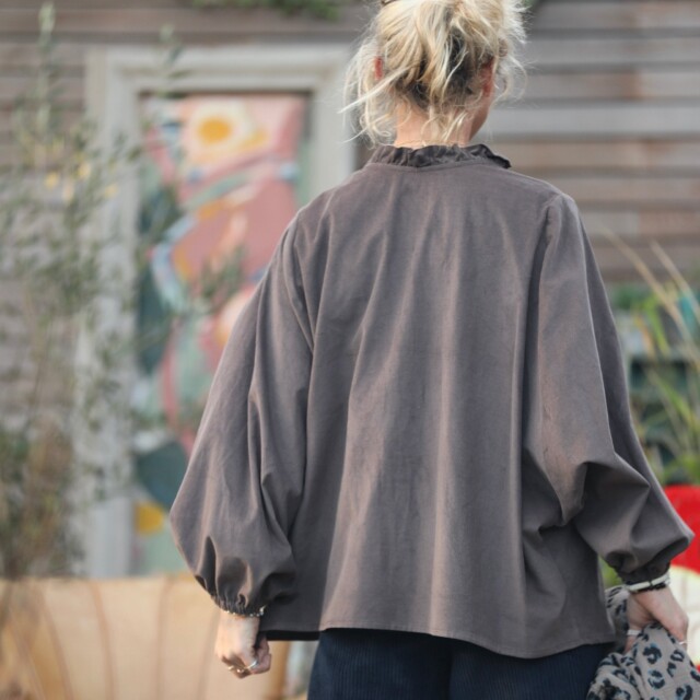 Quintessence - Blouse Miléna - velours milleraies moka