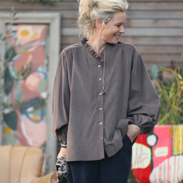 Quintessence - Blouse Miléna - velours milleraies moka