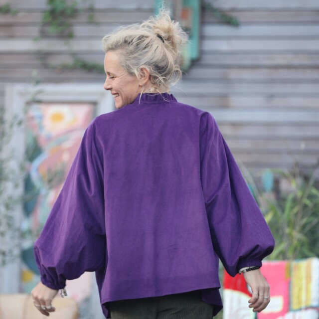 Quintessence - Blouse Miléna - velours milleraies prune