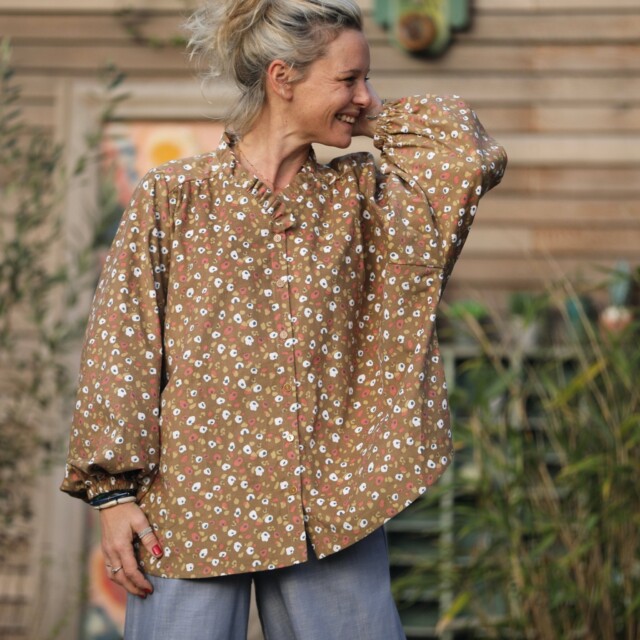 Quintessence - Blouse Miléna - velours milleraies Savane