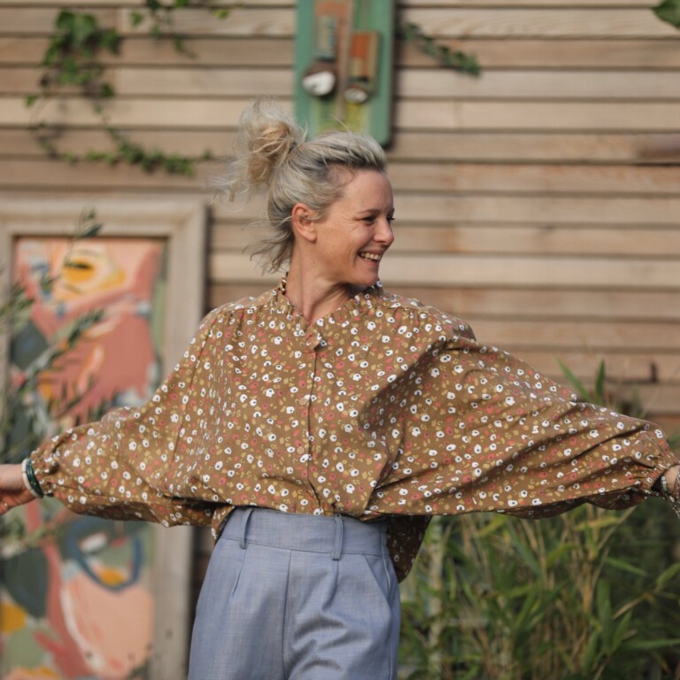 blouse milena velours milleraies savane 777672 Quintessence - Blouse Miléna - velours milleraies Savane