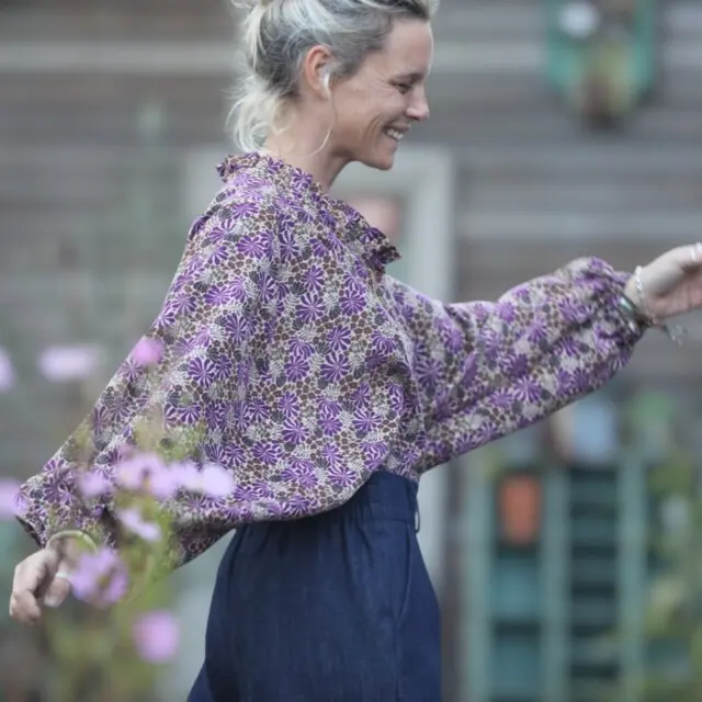 Quintessence - Blouse Miléna – velours milleraies Violettes Sauvages