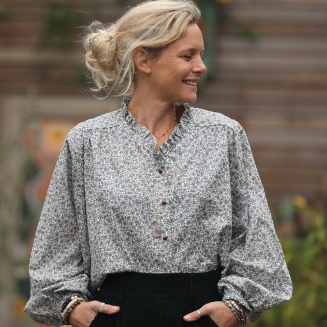 Quintessence - Blouse Miléna - voile de coton Brume Florale