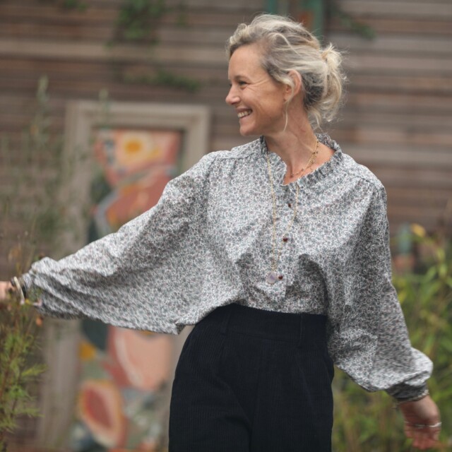 Quintessence - Blouse Miléna – voile de coton Brume Florale