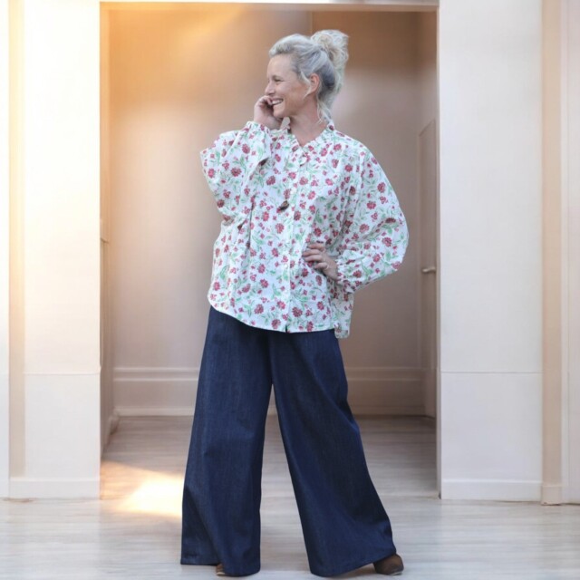 Quintessence - Blouse Miléna - voile de coton Roses "Amnesia"