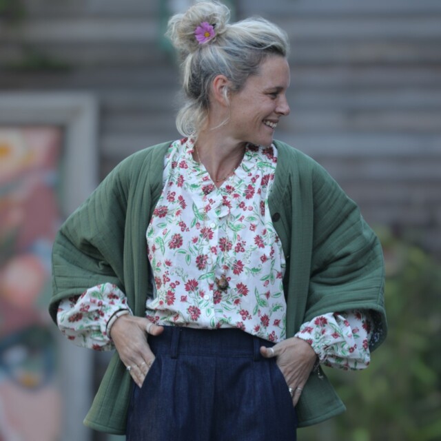 Quintessence - Blouse Miléna - voile de coton Roses "Amnesia"