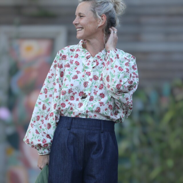 Quintessence - Blouse Miléna - voile de coton Roses "Amnesia"