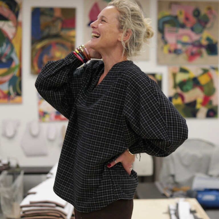 blouse mina flanelle tartan noir ivoire et camel 2642598 Quintessence - Blouse Mina – Flanelle tartan noir