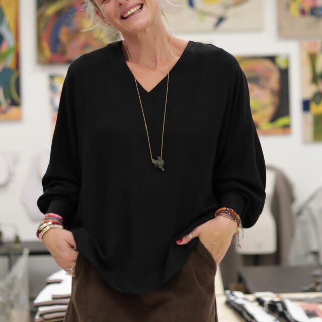 Quintessence - Blouse Mina – Sergé de viscose noir