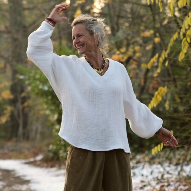 Quintessence - Blouse  Mina – Triple gaze de coton blanche