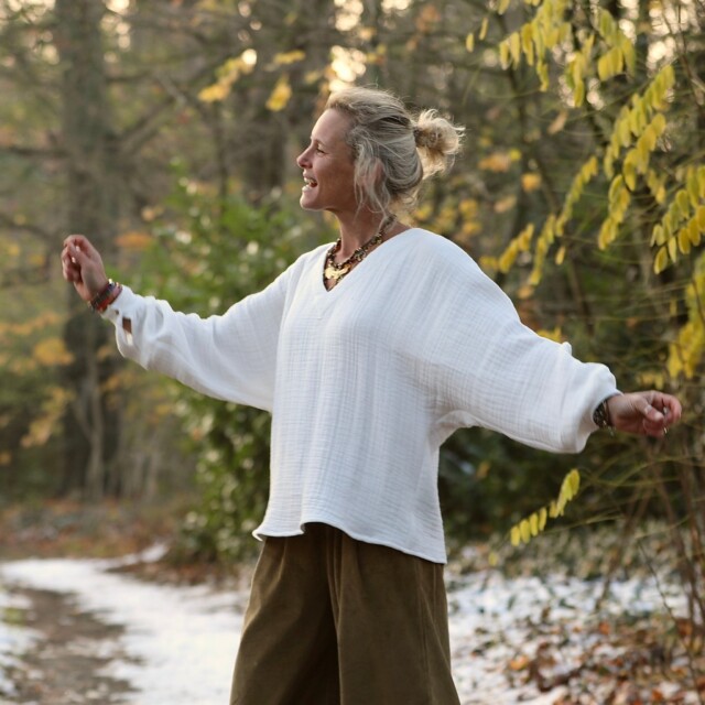 Quintessence - Blouse  Mina – Triple gaze de coton blanche