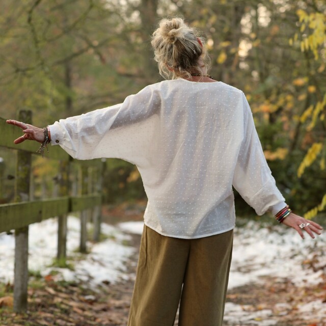 Quintessence - Blouse Mina – Voile de coton blanc plumetis