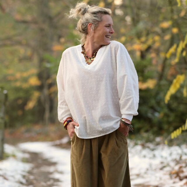 Quintessence - Blouse Mina – Voile de coton blanc plumetis