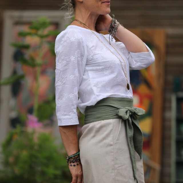 Quintessence - Ceinture Anita Double gaze de coton kaki