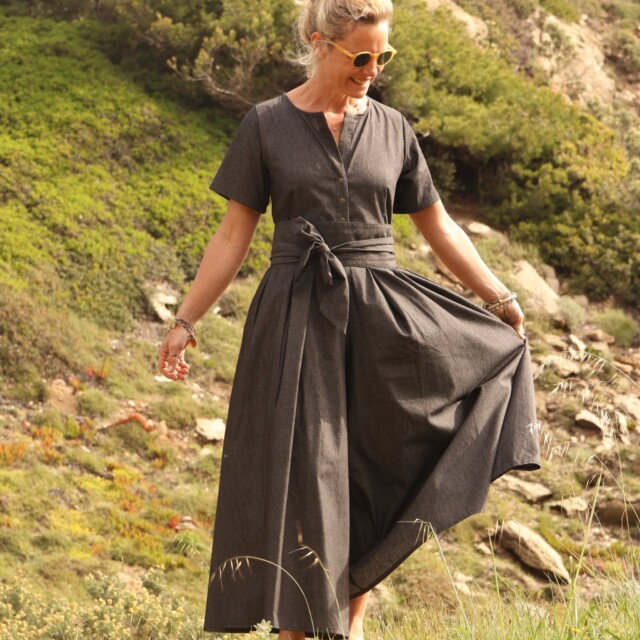 Quintessence - Ceinture Anita en jean  de coton noir India