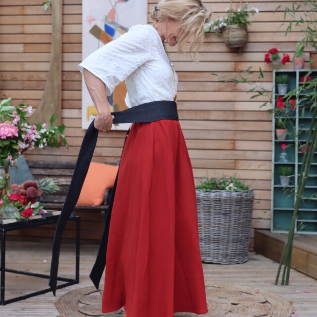 Quintessence - Ceinture Anita en jean  de coton noir India