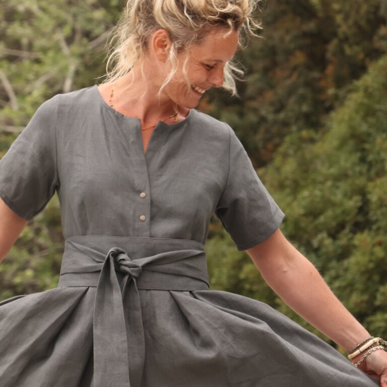 ceinture anita lin gris adoise india 468722 Quintessence - Ceinture Anita - lin gris adoise India