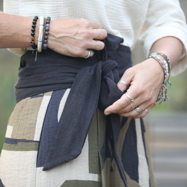 Quintessence - Ceinture Anita - lin stone wash noir